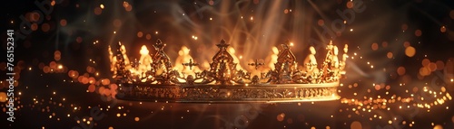 An ornate golden crown lit with an ethereal glow symbolizing royalty