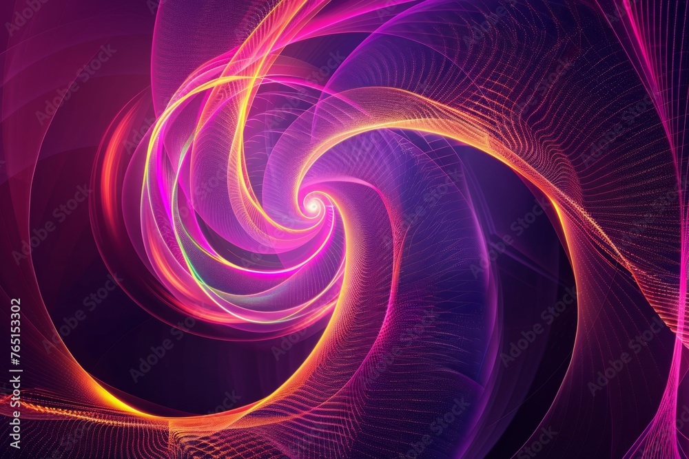 abstract background with colorful lines and spiral shapes on a dark purple background purple light glow effect Generative AI abstract background with colorful lines and spiral shapes on a dark purple background purple light glow effect Generative AI