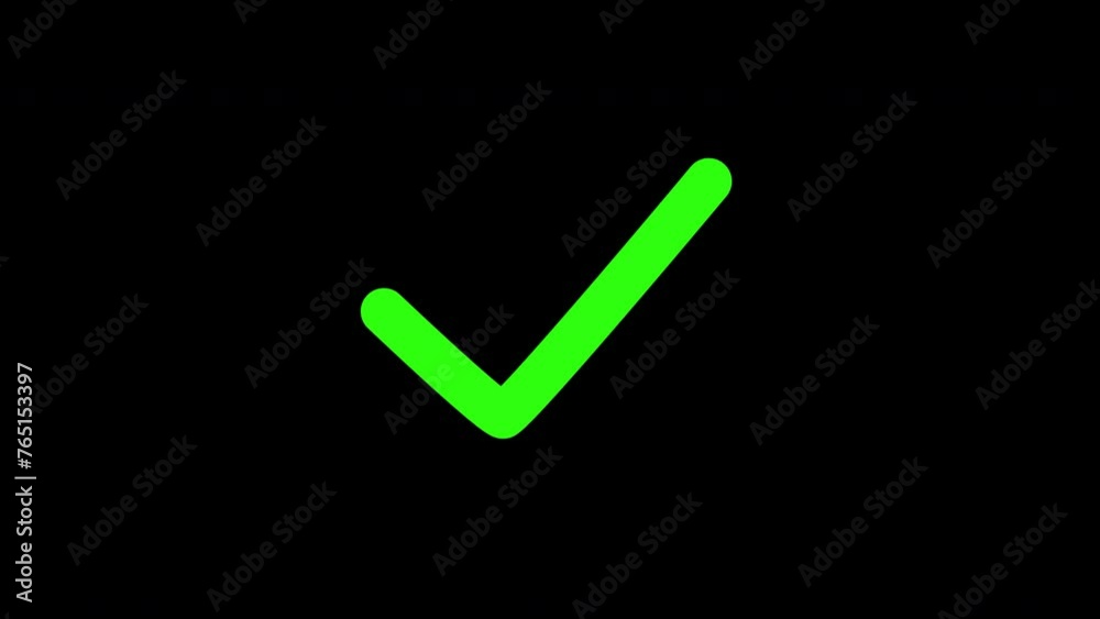 Tick mark animation, green sing on transparent alpha png background. Symbol of correct choose Tick mark animation, green sing on transparent alpha png background. Symbol of correct choose