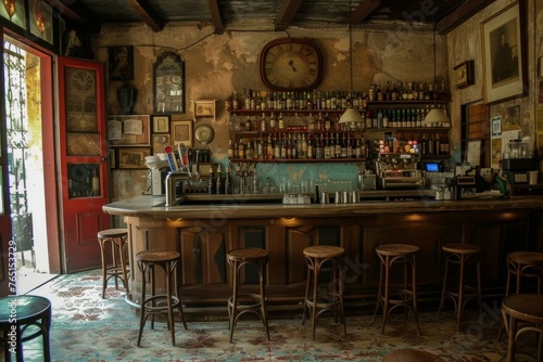 Bar interior vintage loft. Interior ireland. Generate Ai