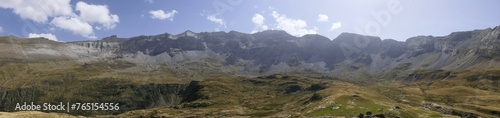 Panoramic view of the Troumouse cirque landscape. Ancient glacier in the Pyrenees national park  France