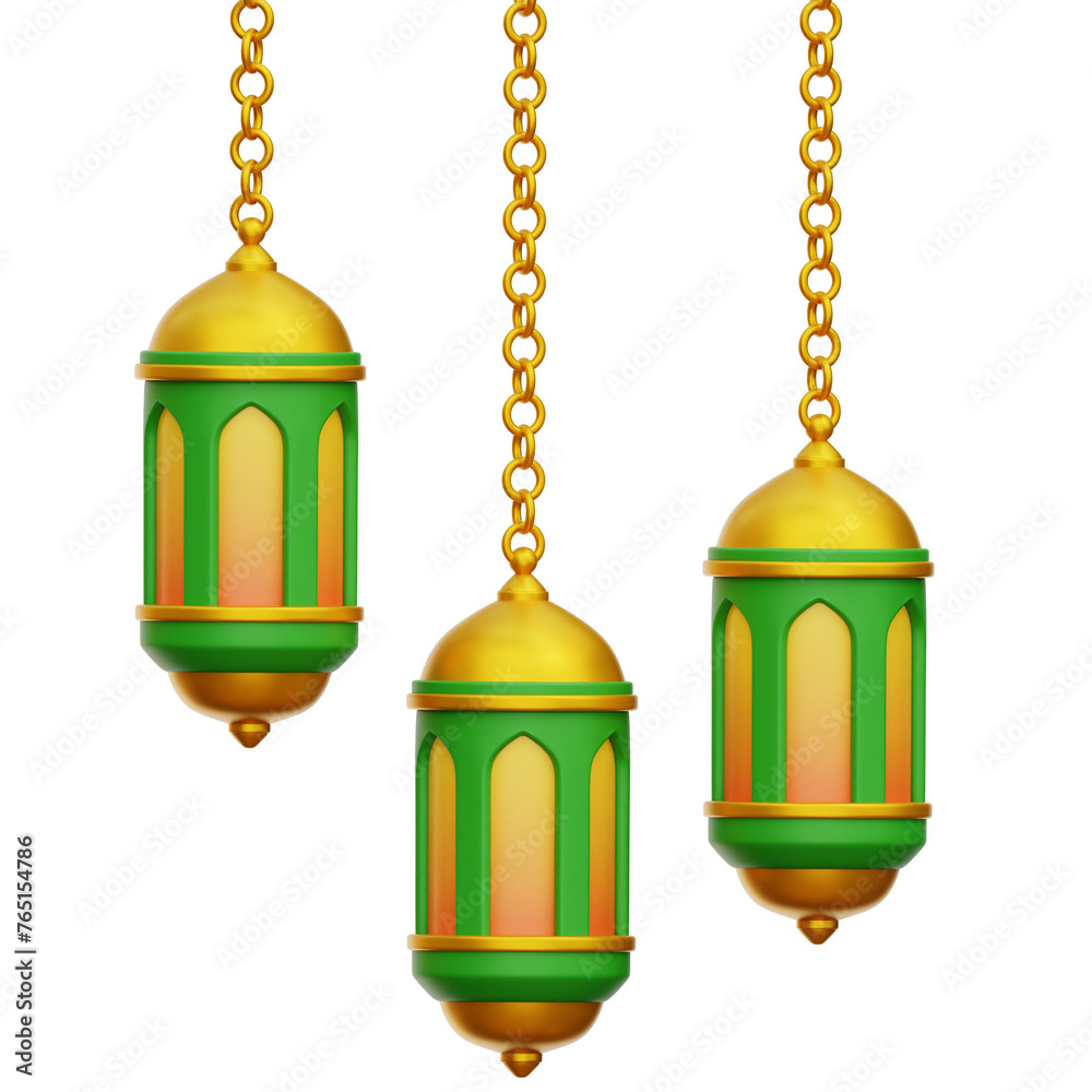 Obraz premium Islamic Lantern 3d Icon Illustration
