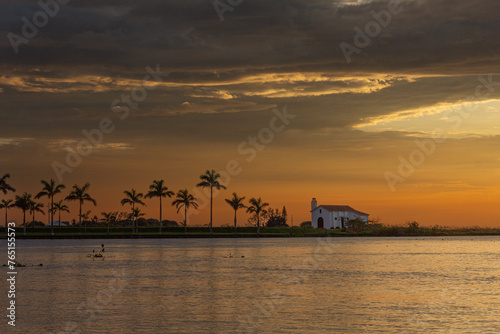 Cruce del rio papaloapan en tlacotalpan durante el atardecer photo