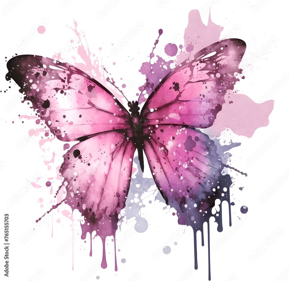 Abstract multi-colored watercolor butterfly
