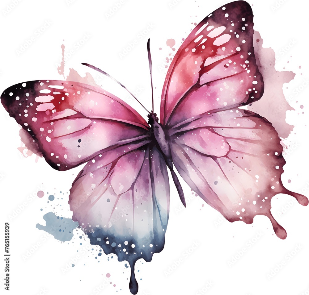 Abstract multi-colored watercolor butterfly