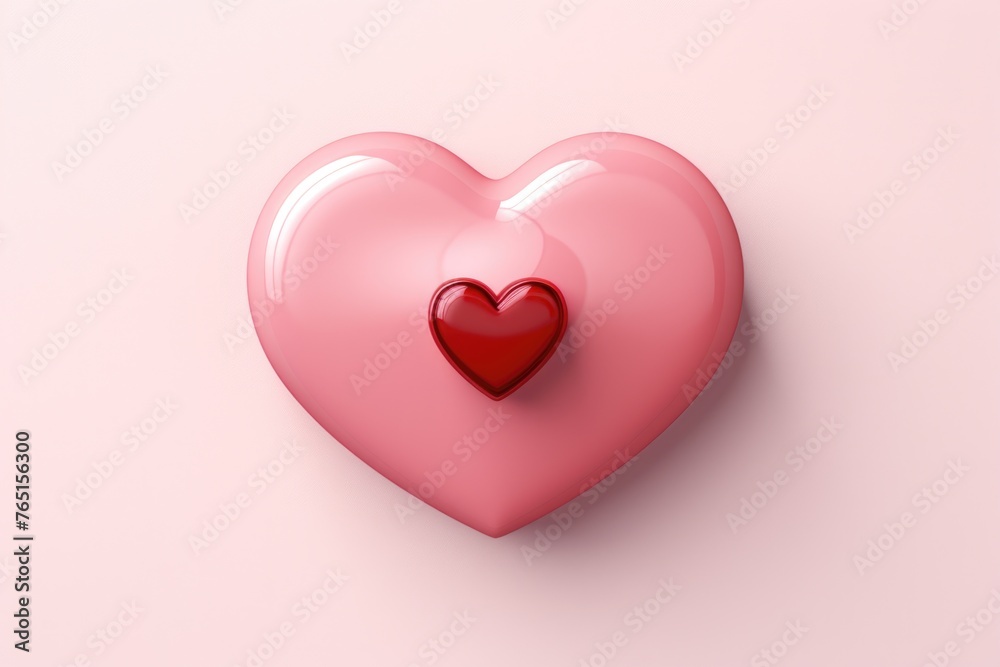 A pink heart shaped object with a red heart