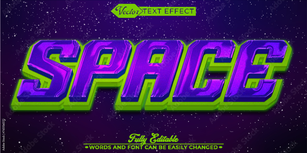 Shiny Purple Space Vector Editable Text Effect Template