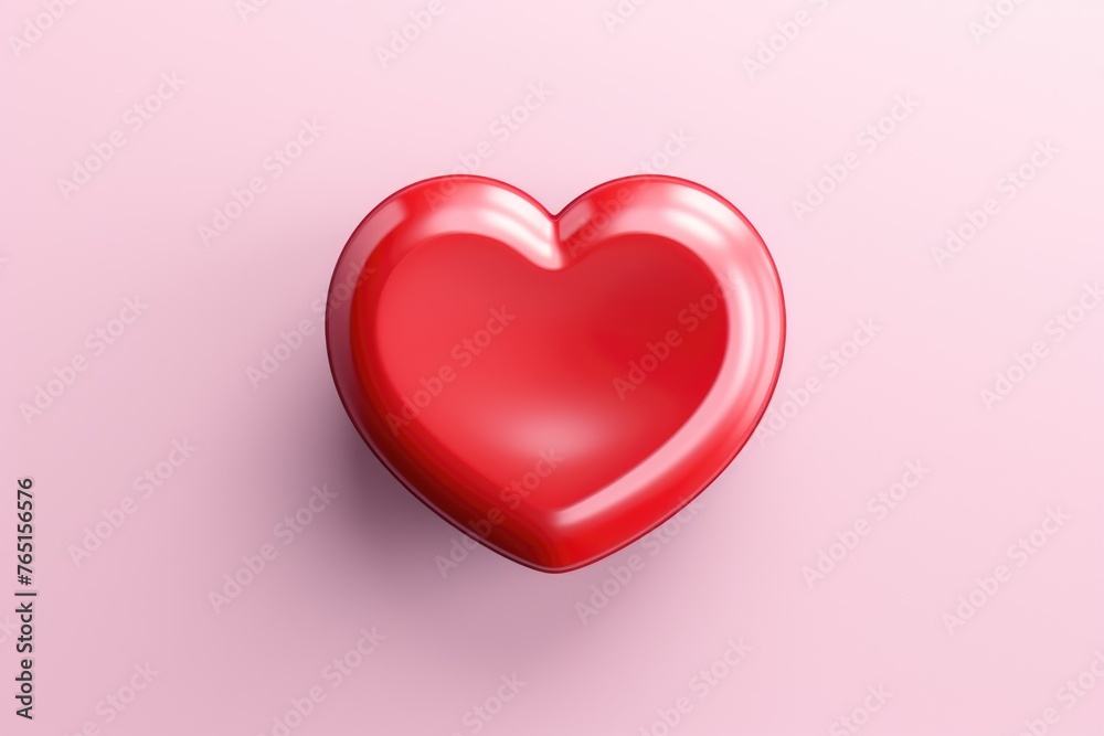A red heart-shaped object on a pink background