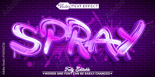 Purple Spray Graffiti Vector Editable Text Effect Template
