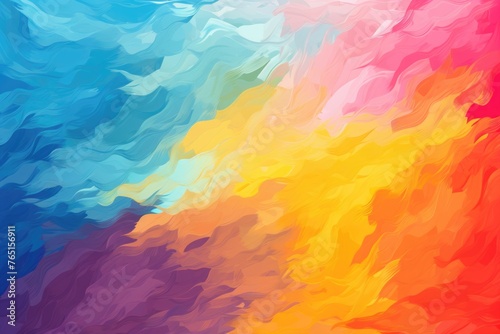 A vibrant painting of a sky filled with fluffy clouds, perfect for various design projects