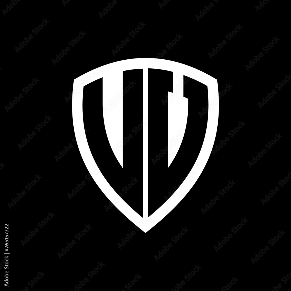 UV monogram logo with bold letters shield shape with black and white color design UV monogram logo with bold letters shield shape with black and white color design