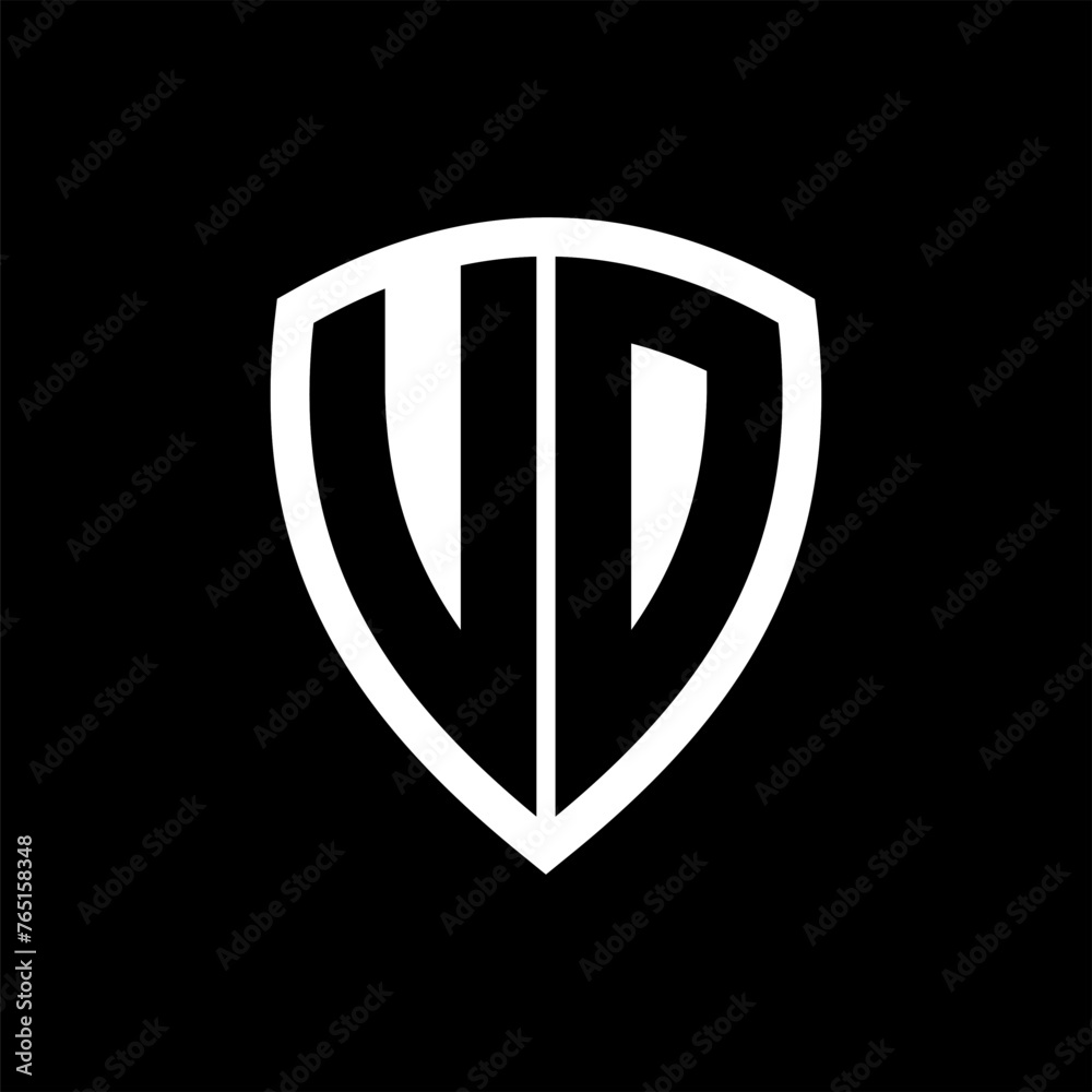 UD monogram logo with bold letters shield shape with black and white color design UD monogram logo with bold letters shield shape with black and white color design