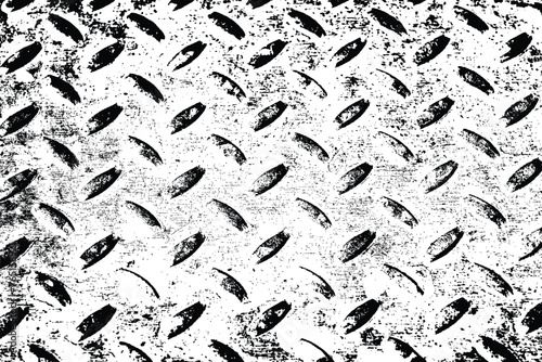 Metal floor surface with rhombus shapes texture vector overlay.  Aluminum dark metal texture background with dirty diamond shapes. Grunge plate metal background.