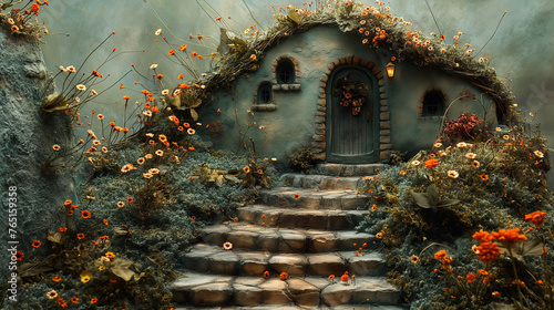 Enchanted hobbit house maquette photo