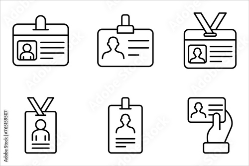 ID card vector icon set, personal identification card symbol, vector illustration on white background
