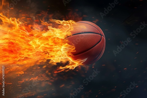Basketball ball fire flame. Play team. Generate Ai © anatolir