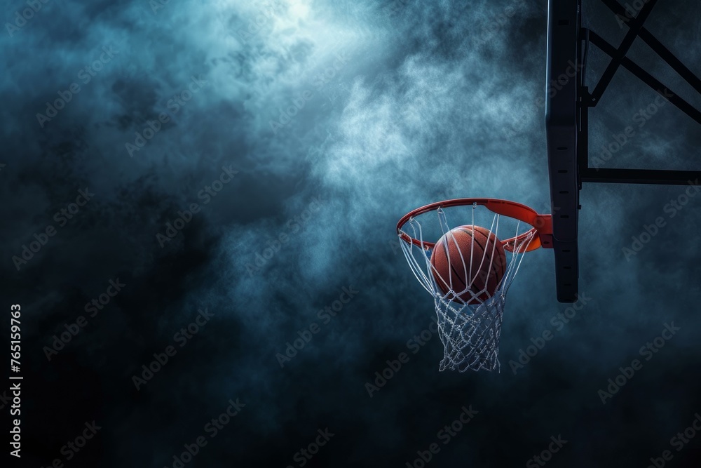 Basketball play banner. Shot action sport. Generate Ai