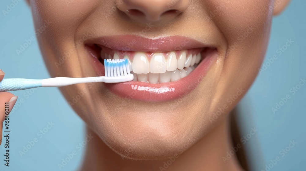 Fototapeta premium brushing teeth, oral health concept generative ai