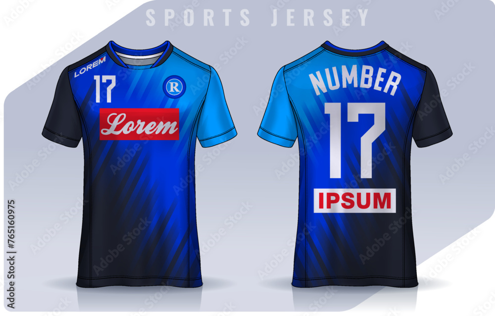 Naklejka premium t-shirt sport design template, Soccer jersey mockup for football club. uniform front and back view. 