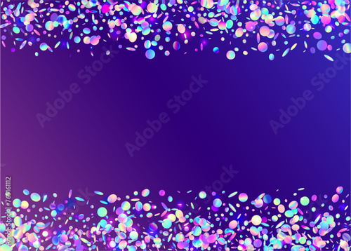 Hologram Burst. Falling Banner. Holographic Glitter. Purple 3d Background. Disco Surprise Template. Unicorn Paper. Light Texture. Digital Design. Blue Hologram Burst