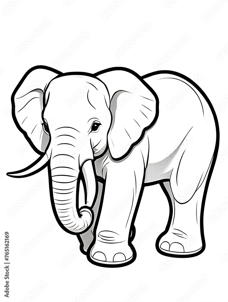 Elephant outline white background ai generated