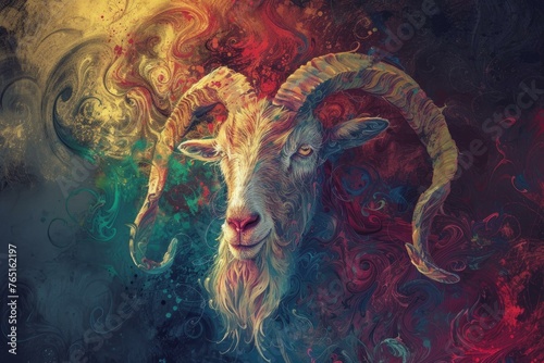Bathomet goat. Evil satanic demon. Generate Ai photo