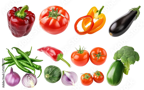 Set of colorful vegetables on transparent background, png 