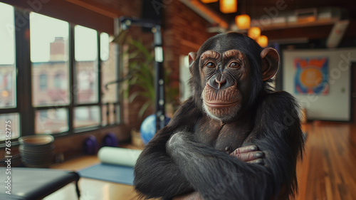 Chimpanzee in an office setting