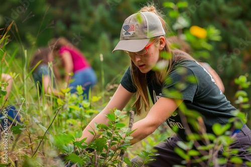 volunteers planting trees removing invasive species 