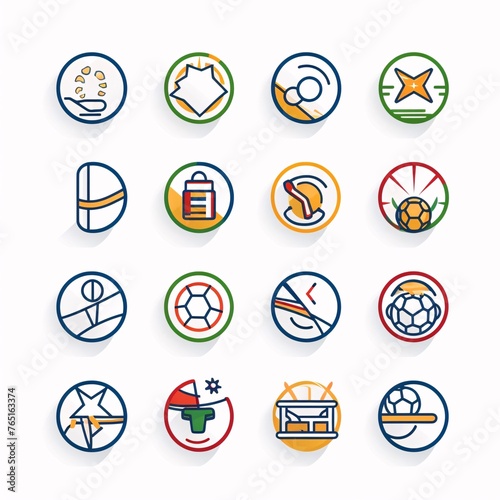 Set of soccer and football icons. Vector illustration, flat design.