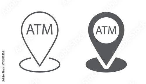 ATM location information map pin  icon design, isolated on white background, vector illustration