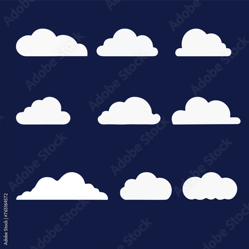 Cloud. Amazing abstract white cloudy set isolated on blue background. Vector illustration 