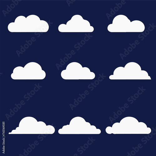 Cloud. Awesome  abstract white cloudy set isolated on blue background. Vector illustration
