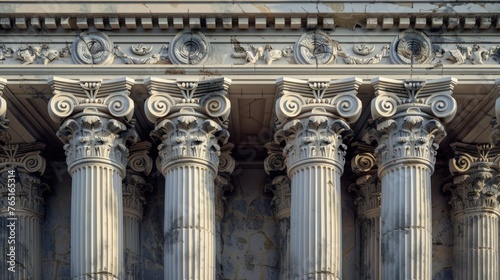 Detailed view of a building with columns. Ideal for architectural projects