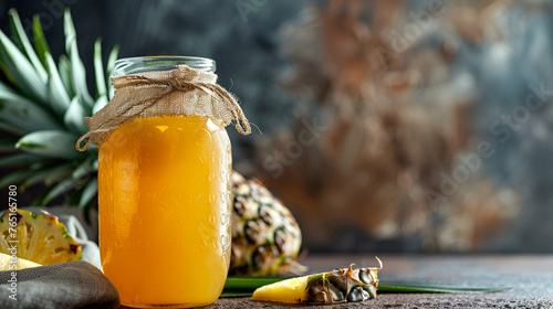 Tepache: Unique Mexican Pineapple Fermentation Process Producing Raw Homemade Kombucha Tea, Health-Boosting Probiotic Rich Natural Beverage Offering Significantly Rich Flavors, Includes Space for Cust photo