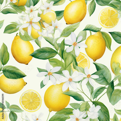 pattern with lemons and leaves
