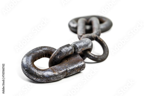 Detailed shot of a chain on a white background. Suitable for industrial concepts