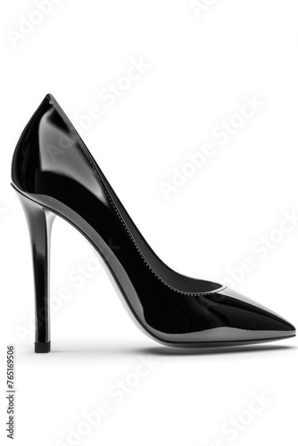 Black high heels on a white background, perfect for fashion or shoe related designs
