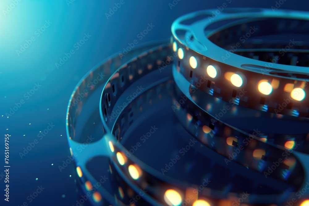 Close up view of lights on blue background. Suitable for various design projects