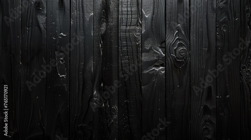 Detailed shot of a wooden fence painted black, suitable for various design projects