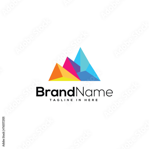 colorfull mountain logo vector , printing logo company ,colorfull logo