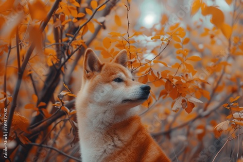 A dog standing next to a tree  suitable for various projects