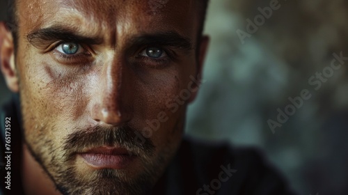 A detailed shot of a man with a beard. Suitable for various concepts photo