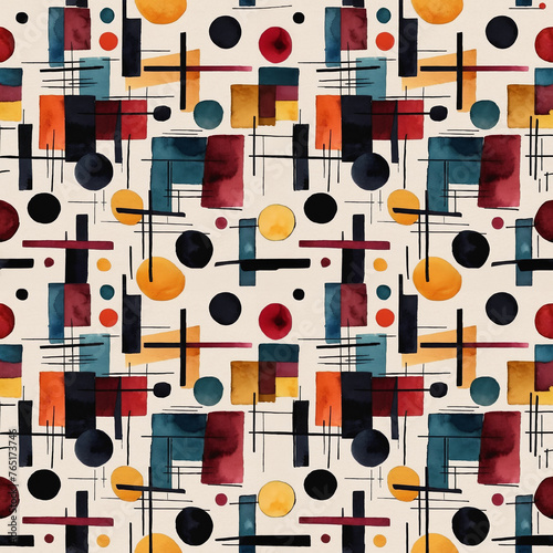 Seamless abstract watercolor chaotic geometric pattern
