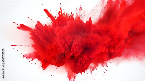 abstract red ink splash isolated on white background. 3d illustration