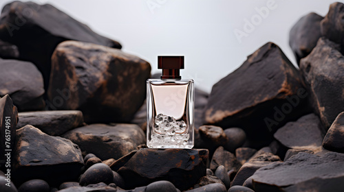 male perfume on stones, male perfume on wood