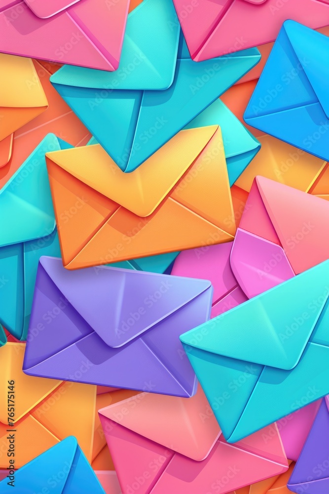 Colorful envelopes stacked on top of each other, suitable for various occasions Colorful envelopes stacked on top of each other, suitable for various occasions