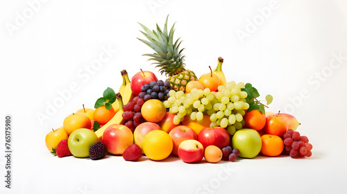 grupo de frutas en fondo blanco  gran variedad de frutas