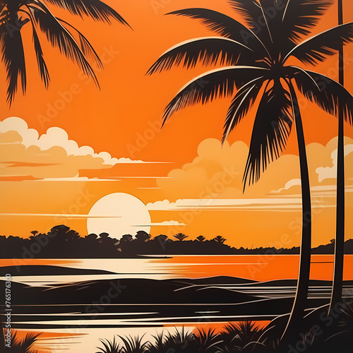 Paradise - Orange Sky Landscape © Affaire de Filles