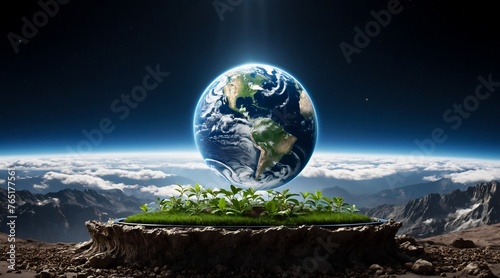 earth day concept  save the world  globe on moss  globe and forest  eco-friendly  planet earth  nature background  8k